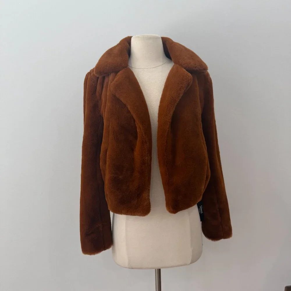 Blank NYC Silent Faux Fur Coat NWOT Nutmeg Size XS